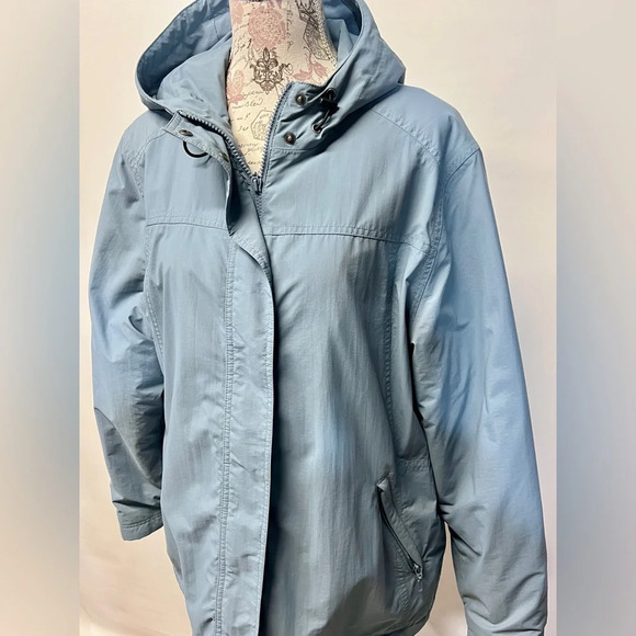 EDDIE BAUER Women's Cadet blue fleece lined windbreaker jacket size XL. - Picture 3 of 12